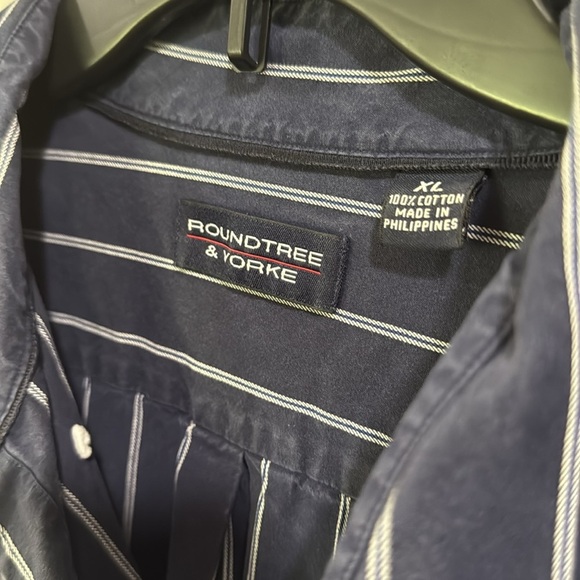 Roundtree & Yorke Blue Striped Button Down Dress Shirt - Picture 4 of 4